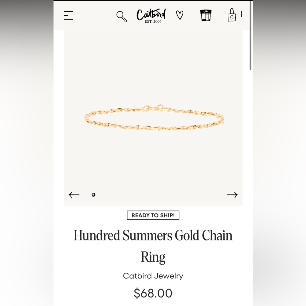 Catbird 14k gold Hundred Summers Chain Ring